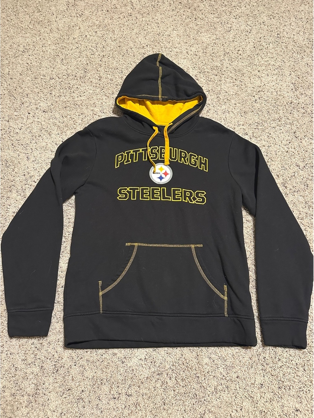 Fanatics Pittsburgh Steelers Black and Yellow Pullover Hoodie M/M